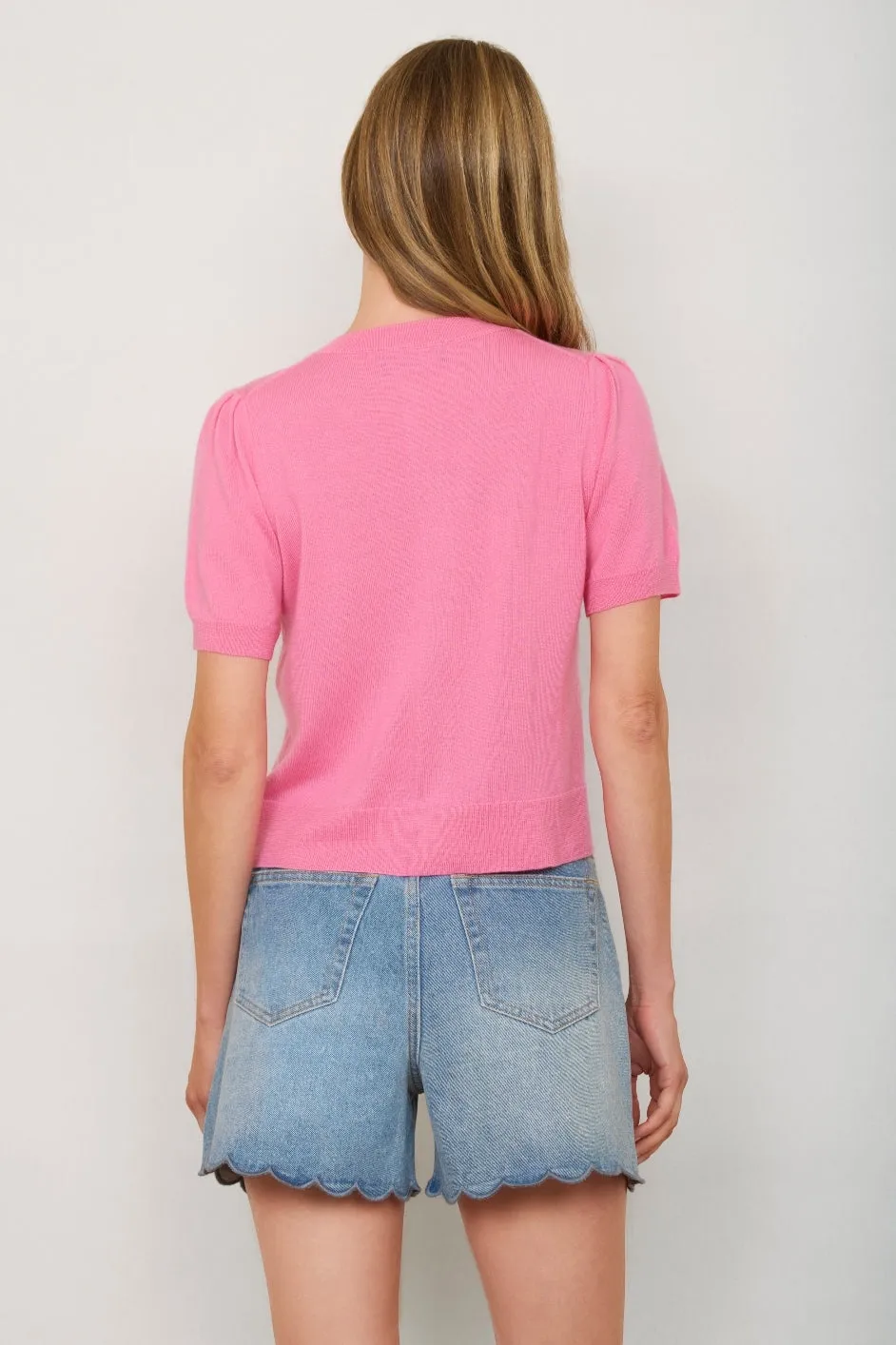 Ada Short Sleeve Cardigan - Candy Pink