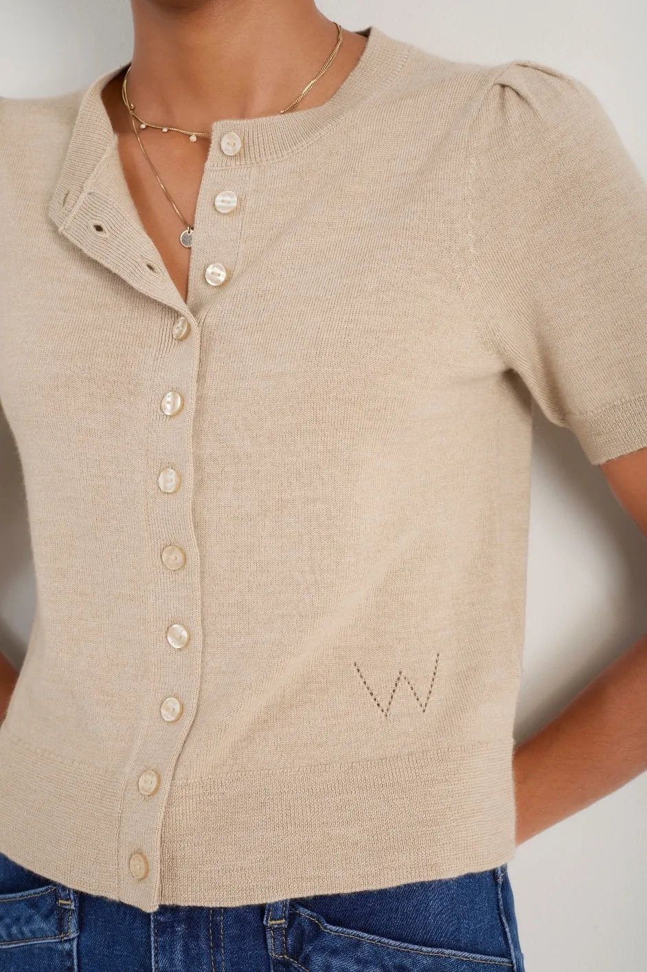 Ada Short Sleeve Cardigan - Taupe