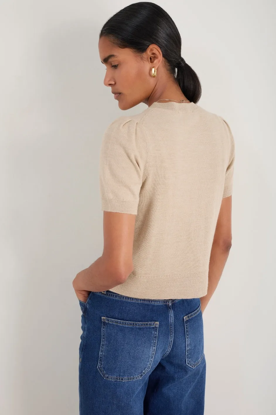 Ada Short Sleeve Cardigan - Taupe