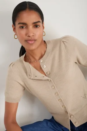 Ada Short Sleeve Cardigan - Taupe