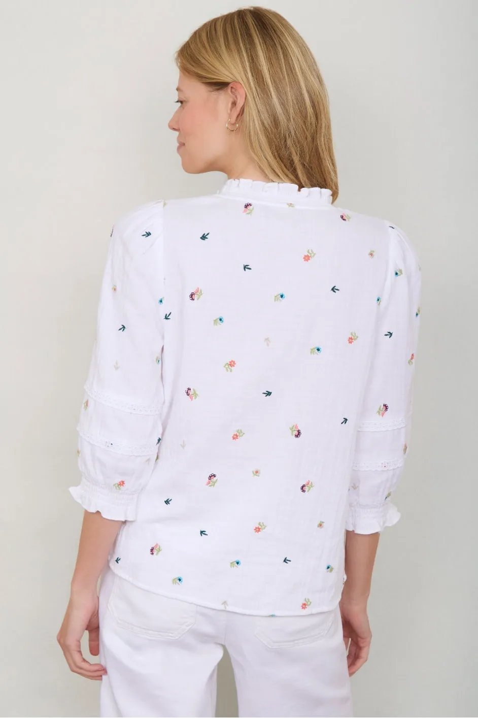 Alina Blouse - White Embroidery