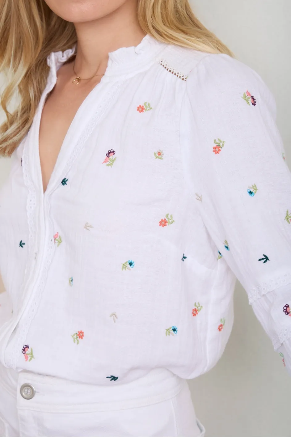 Alina Blouse - White Embroidery