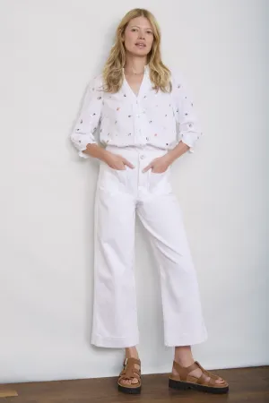 Allie Flare Cropped Jean - White