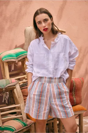 Angeline Short - Tan/Blue Stripe