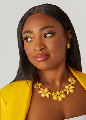 Beaded Flower Necklace Set