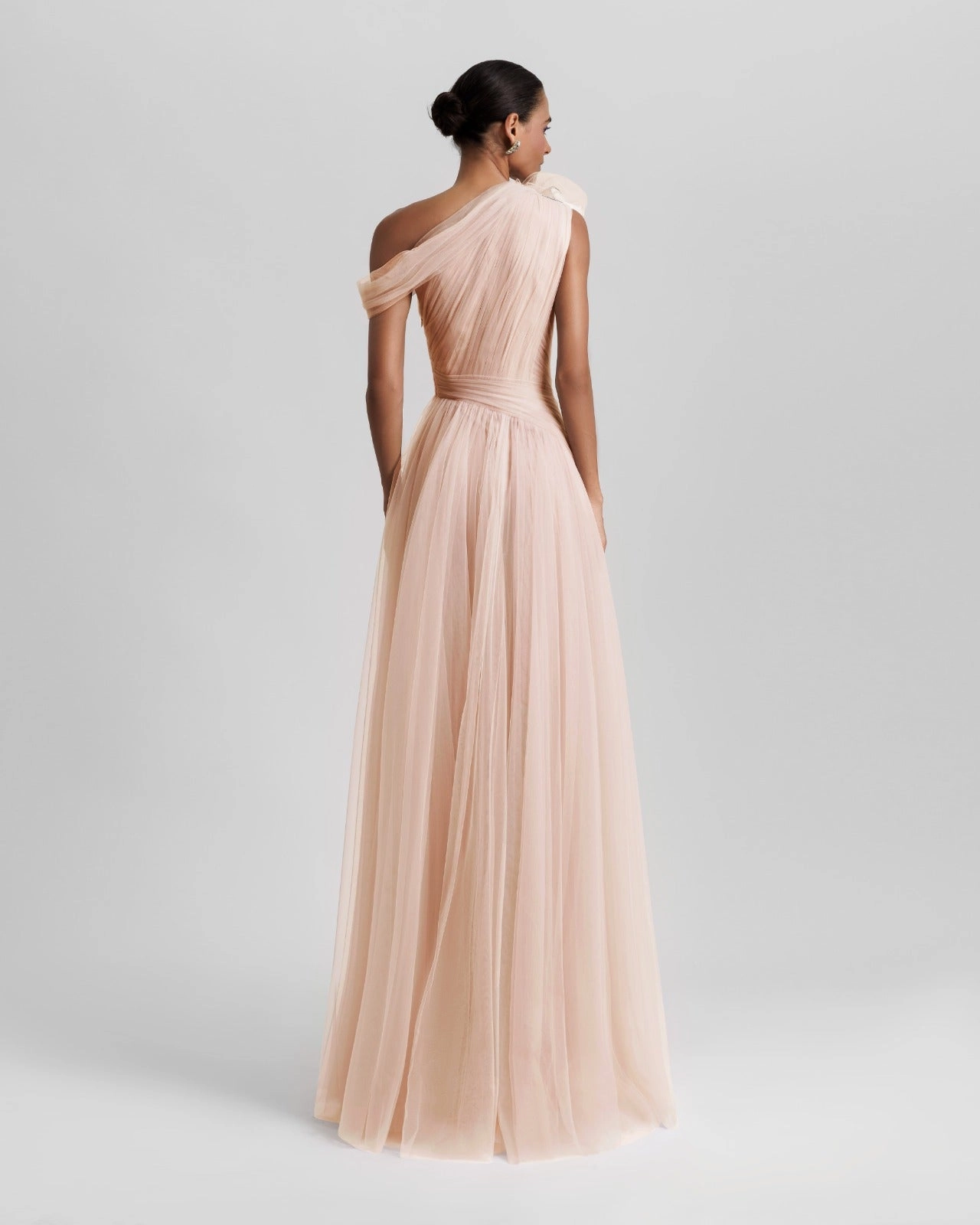 Blush Long Dress With Flower Design