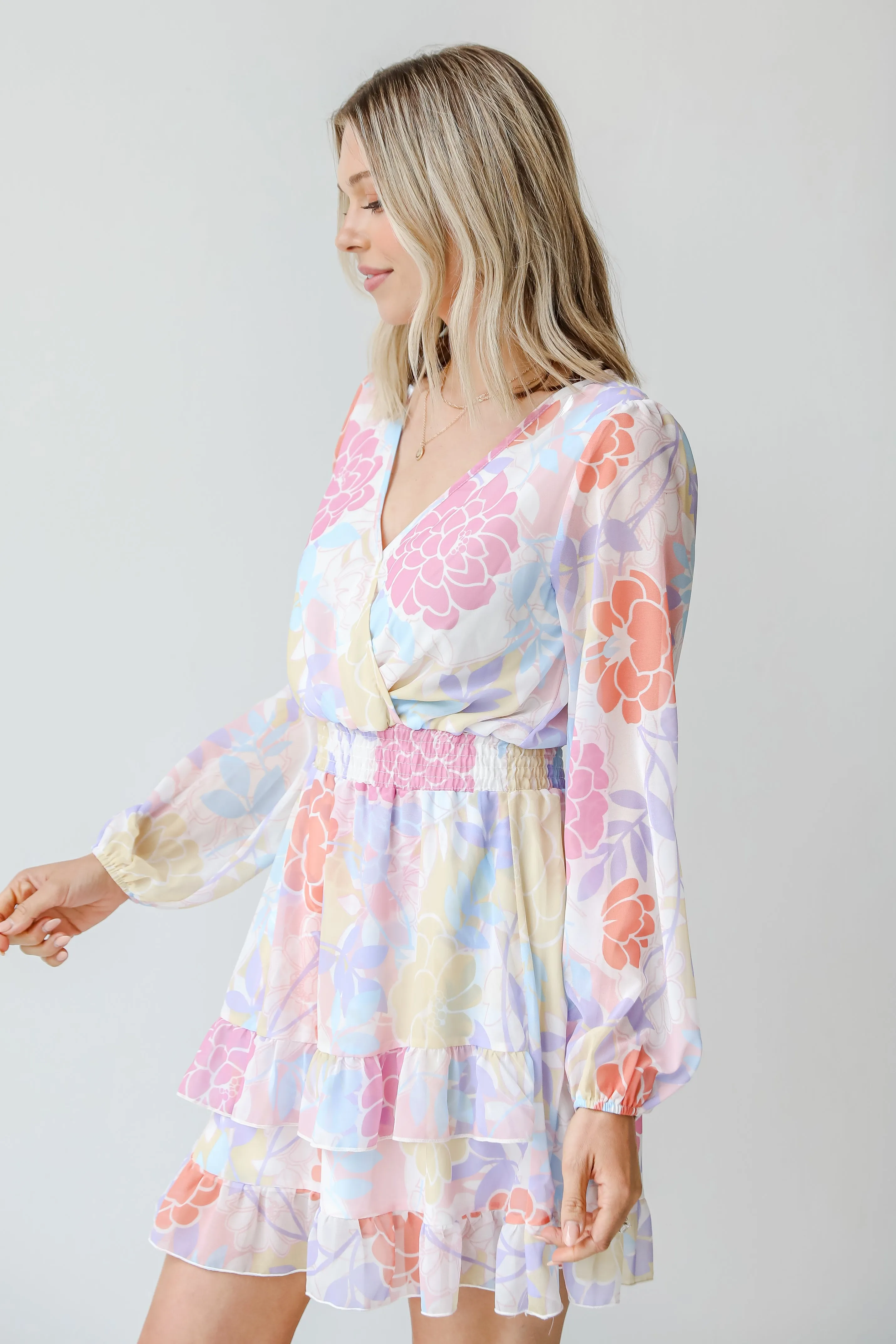 Bouquet Of Blooms Floral Mini Dress