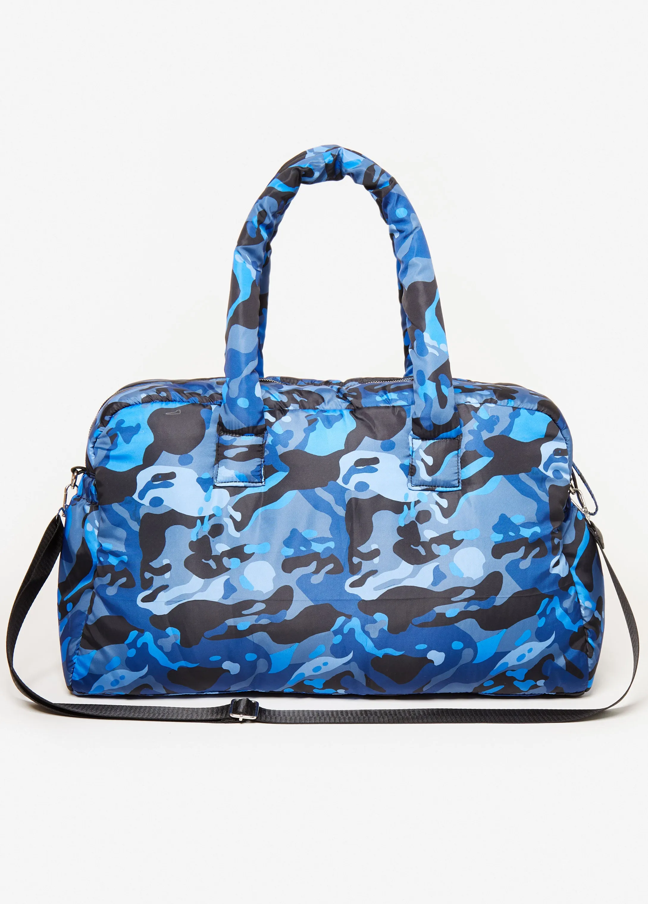 Camo Print Puffer Duffle Bag