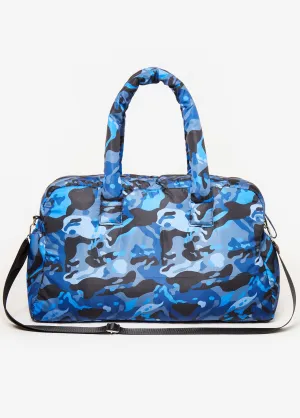 Camo Print Puffer Duffle Bag