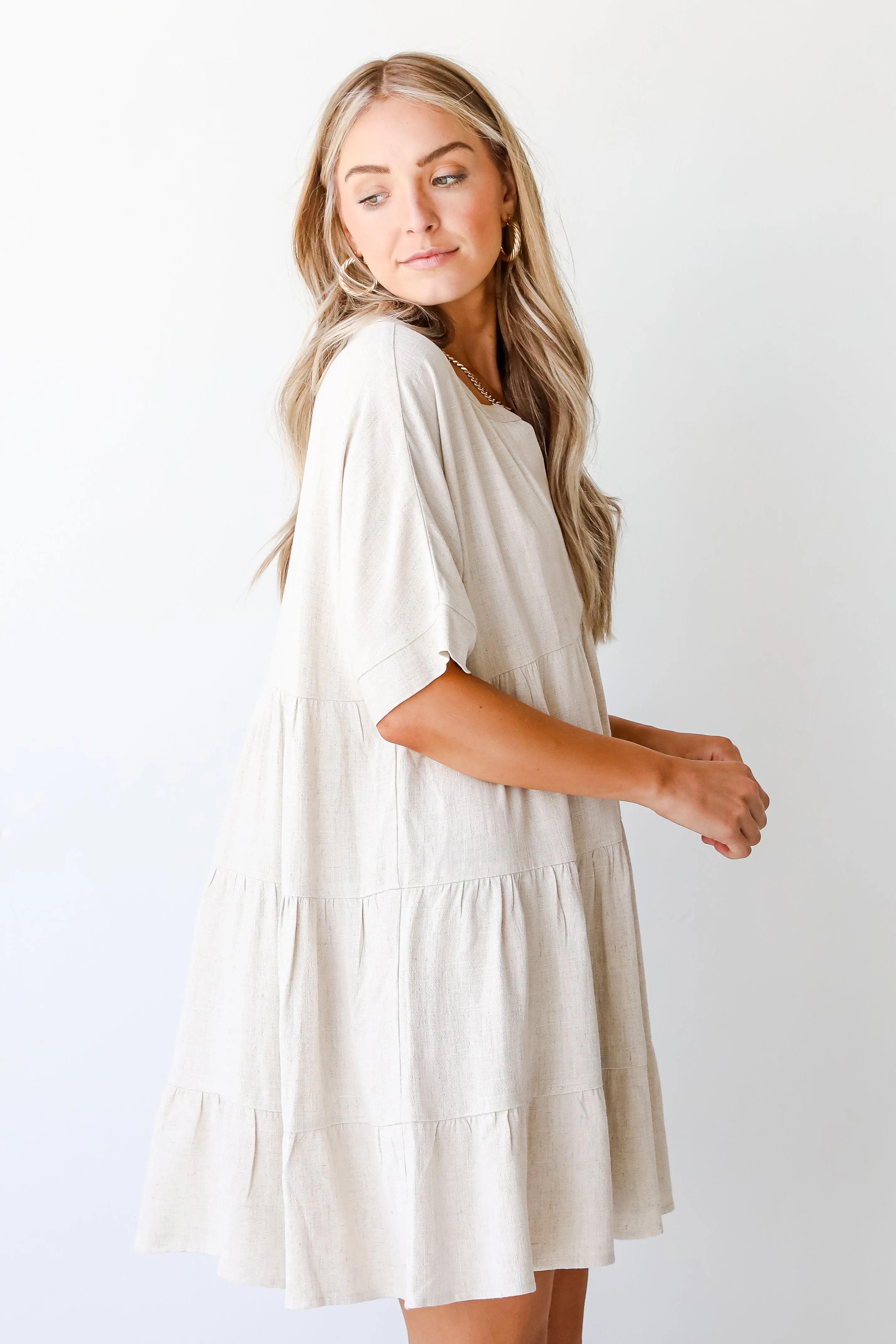 Catching Glances Linen Babydoll Dress