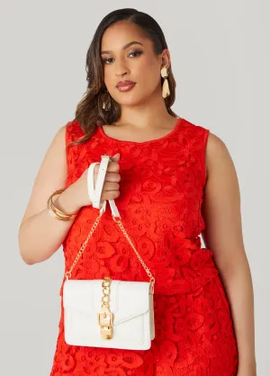 Chain Trimmed Faux Leather Bag