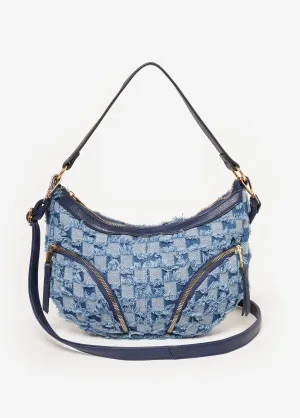 Checked Denim Shoulder Bag