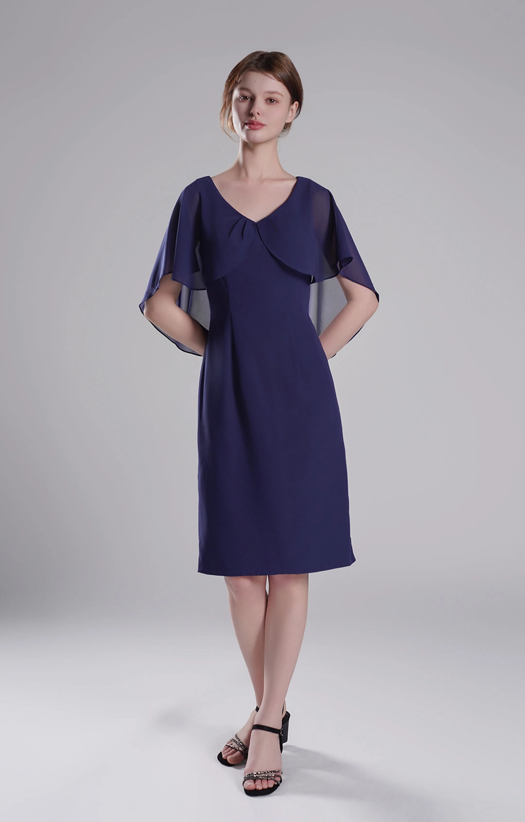 Chic Flutter Sleeve V-Neck Flared Dresses
