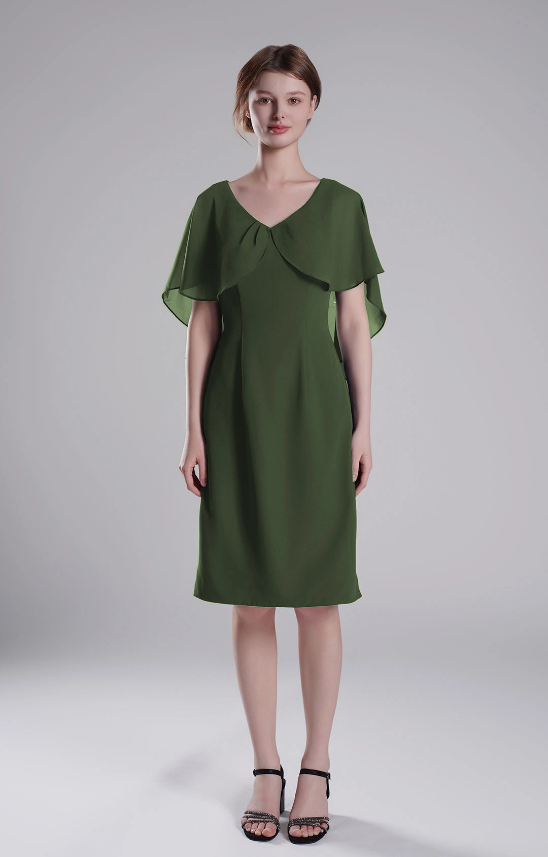 Chic Flutter Sleeve V-Neck Flared Dresses