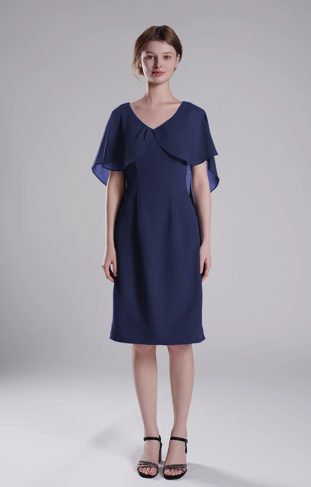 Chic Flutter Sleeve V-Neck Flared Dresses
