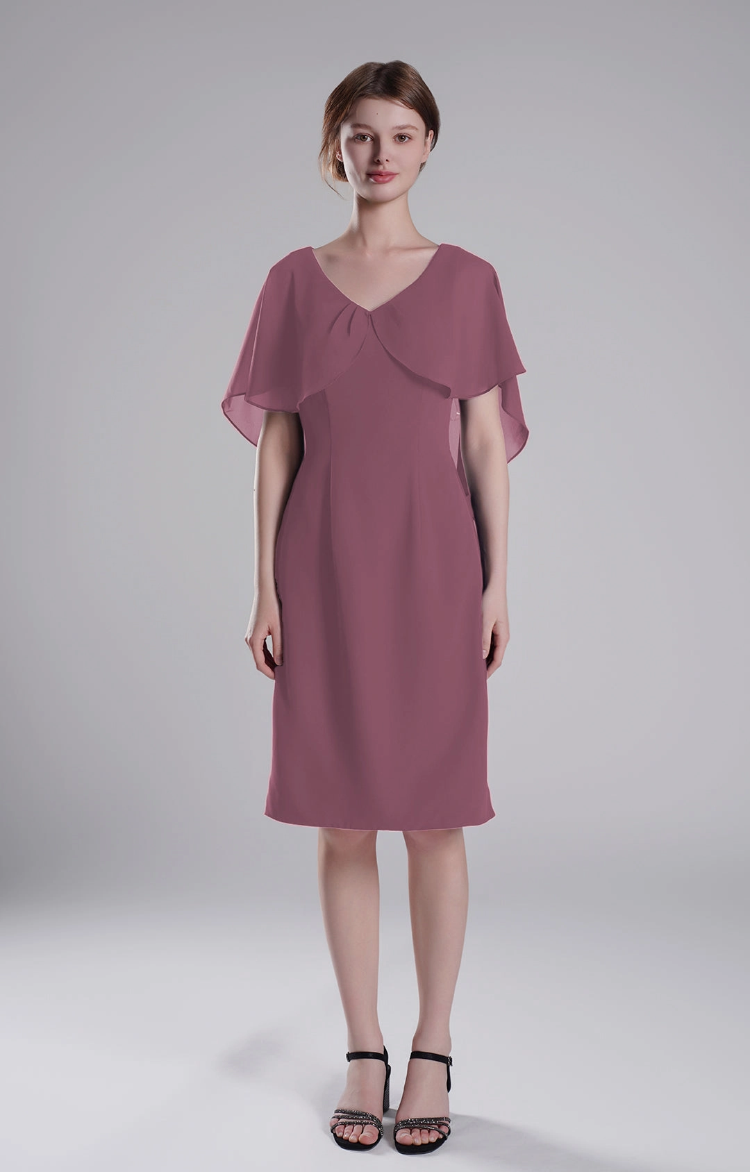 Chic Flutter Sleeve V-Neck Flared Dresses
