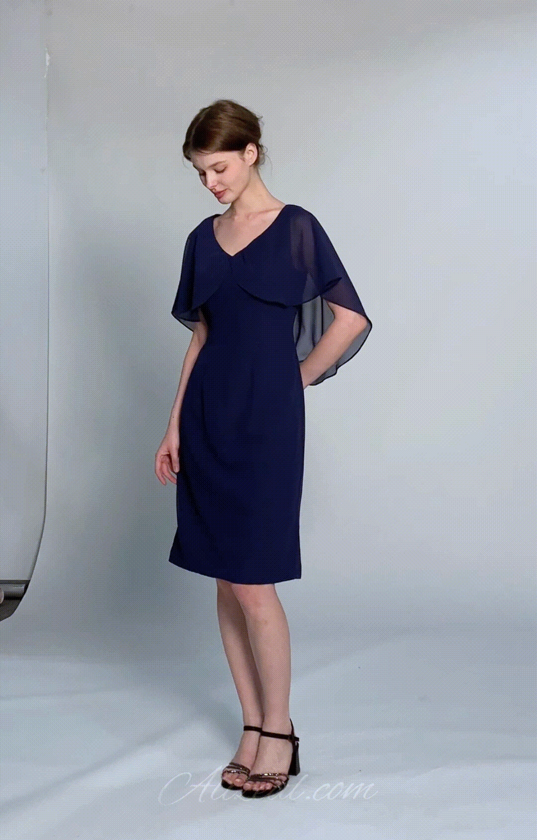 Chic Flutter Sleeve V-Neck Flared Dresses
