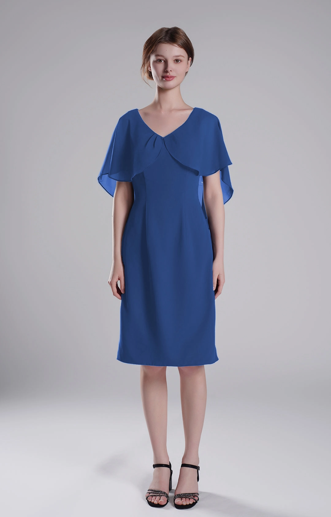 Chic Flutter Sleeve V-Neck Flared Dresses