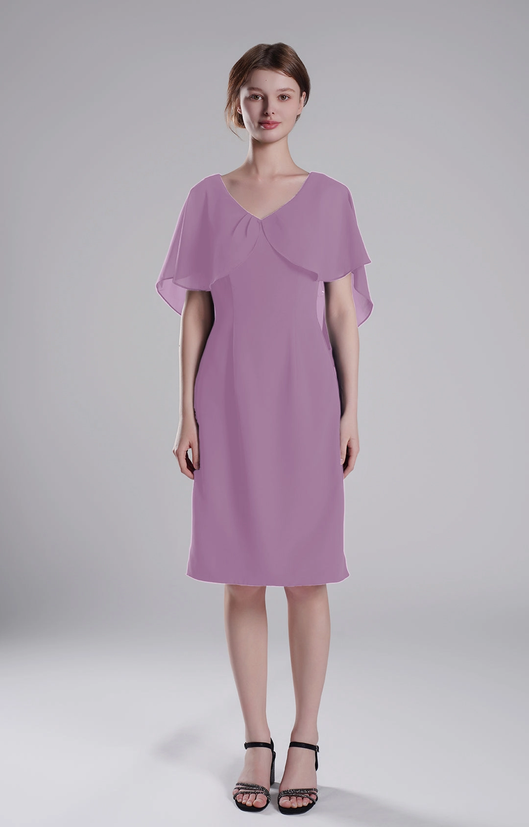 Chic Flutter Sleeve V-Neck Flared Dresses