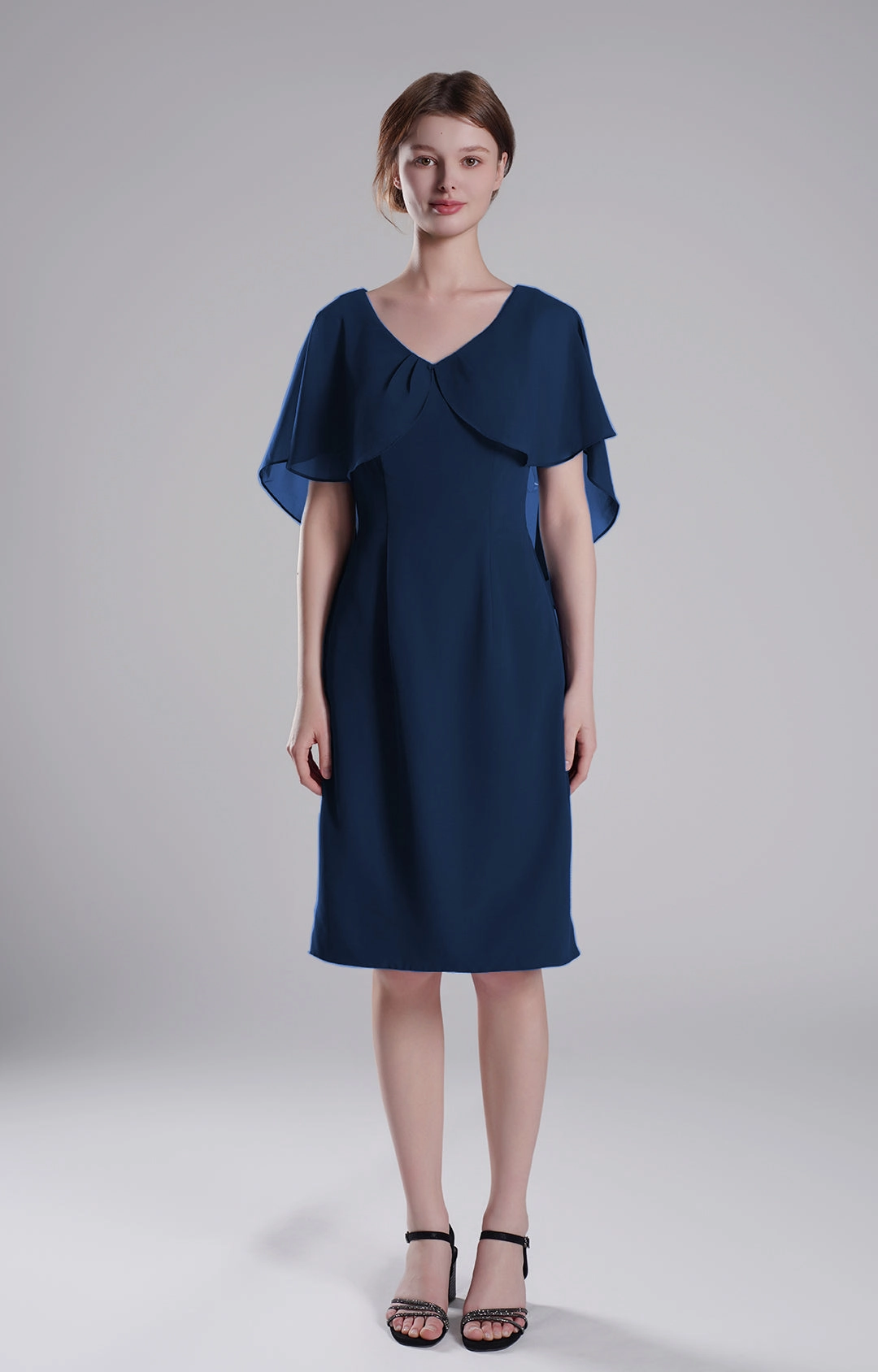 Chic Flutter Sleeve V-Neck Flared Dresses