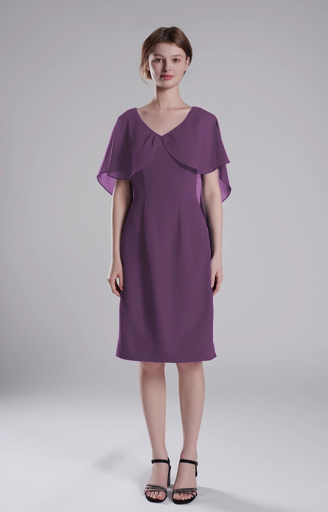 Chic Flutter Sleeve V-Neck Flared Dresses