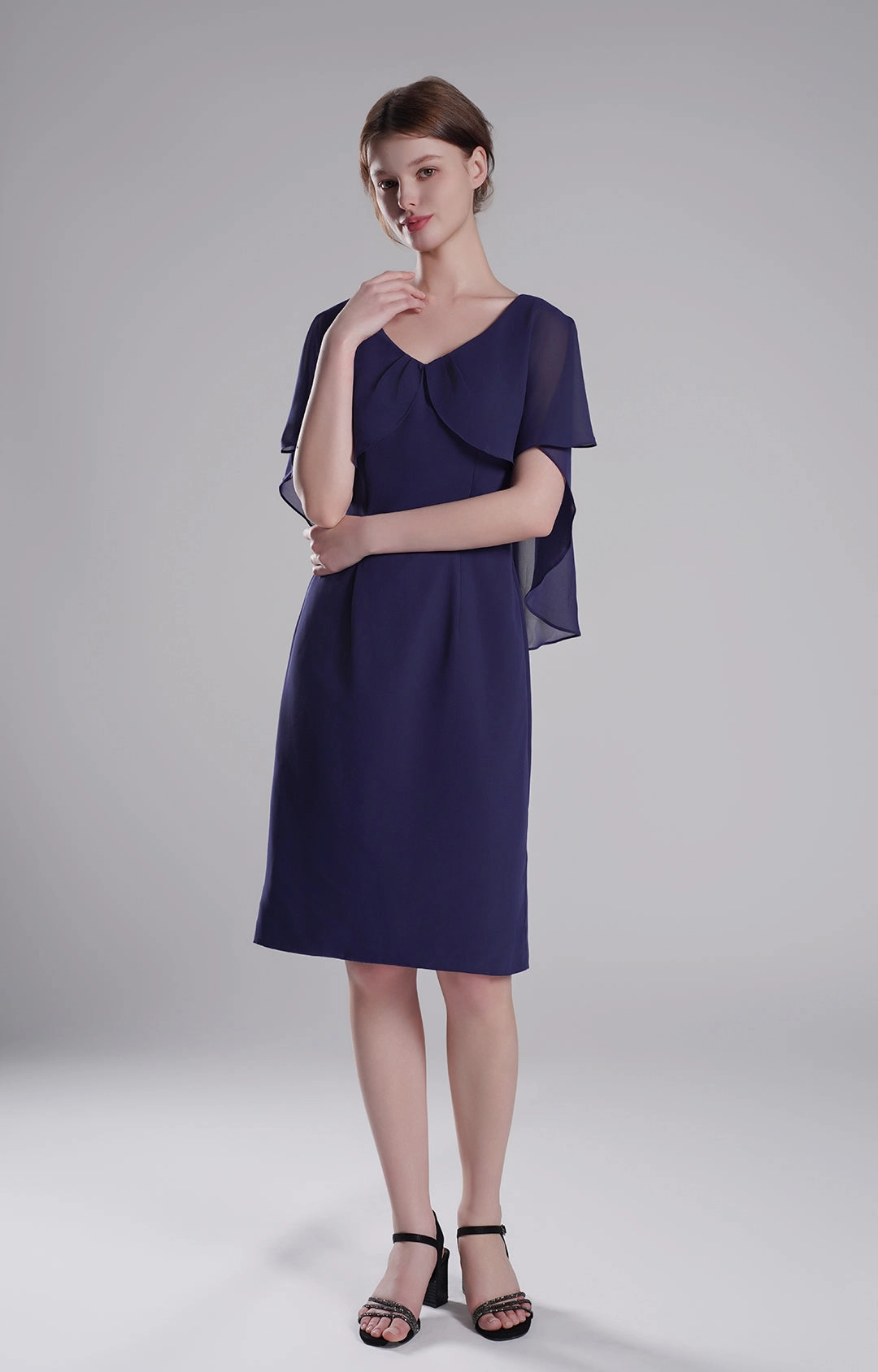 Chic Flutter Sleeve V-Neck Flared Dresses