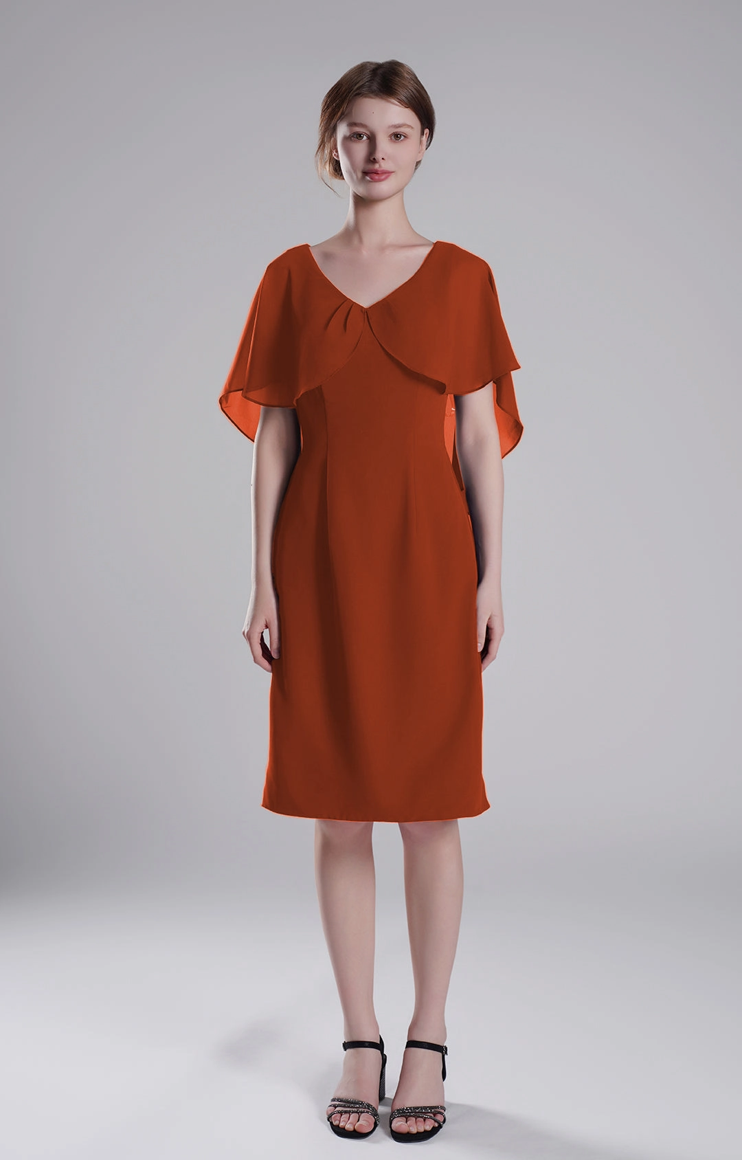 Chic Flutter Sleeve V-Neck Flared Dresses