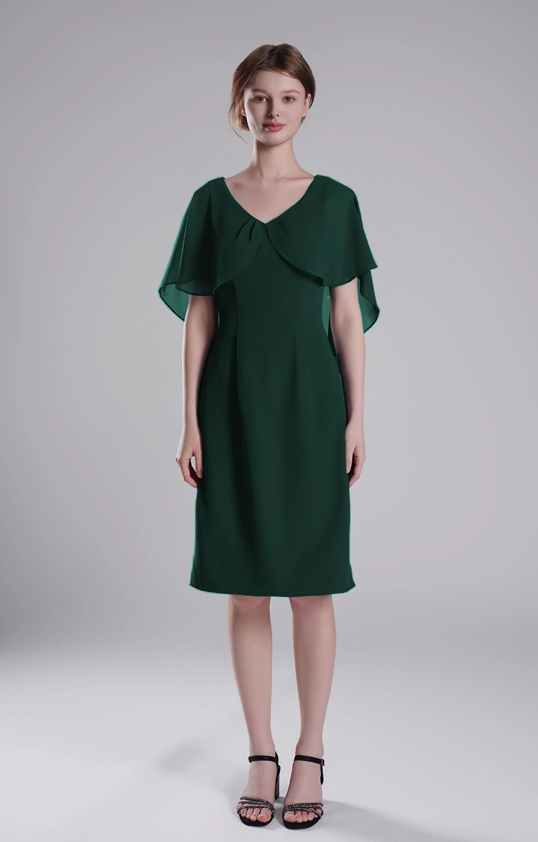 Chic Flutter Sleeve V-Neck Flared Dresses