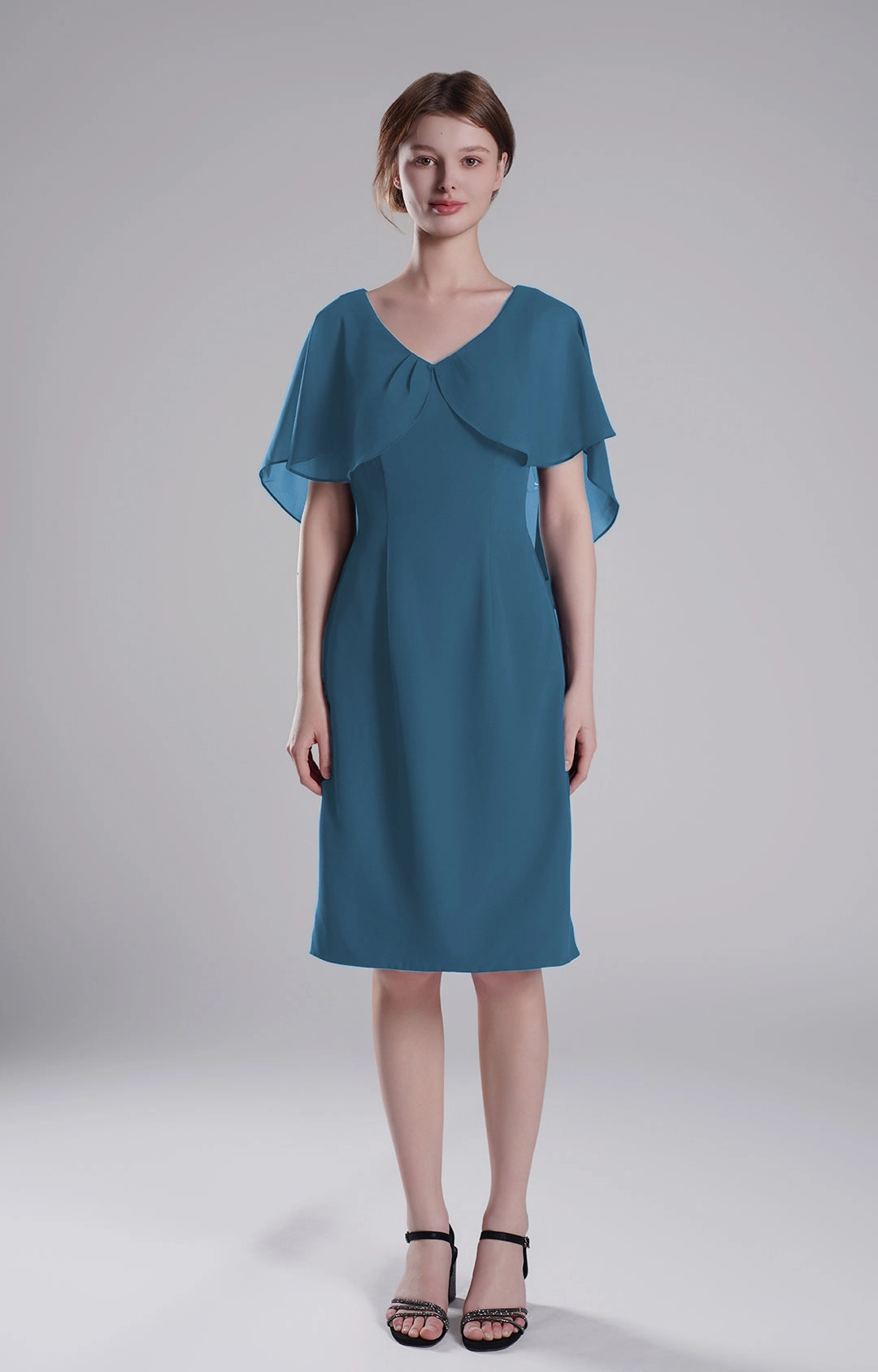 Chic Flutter Sleeve V-Neck Flared Dresses