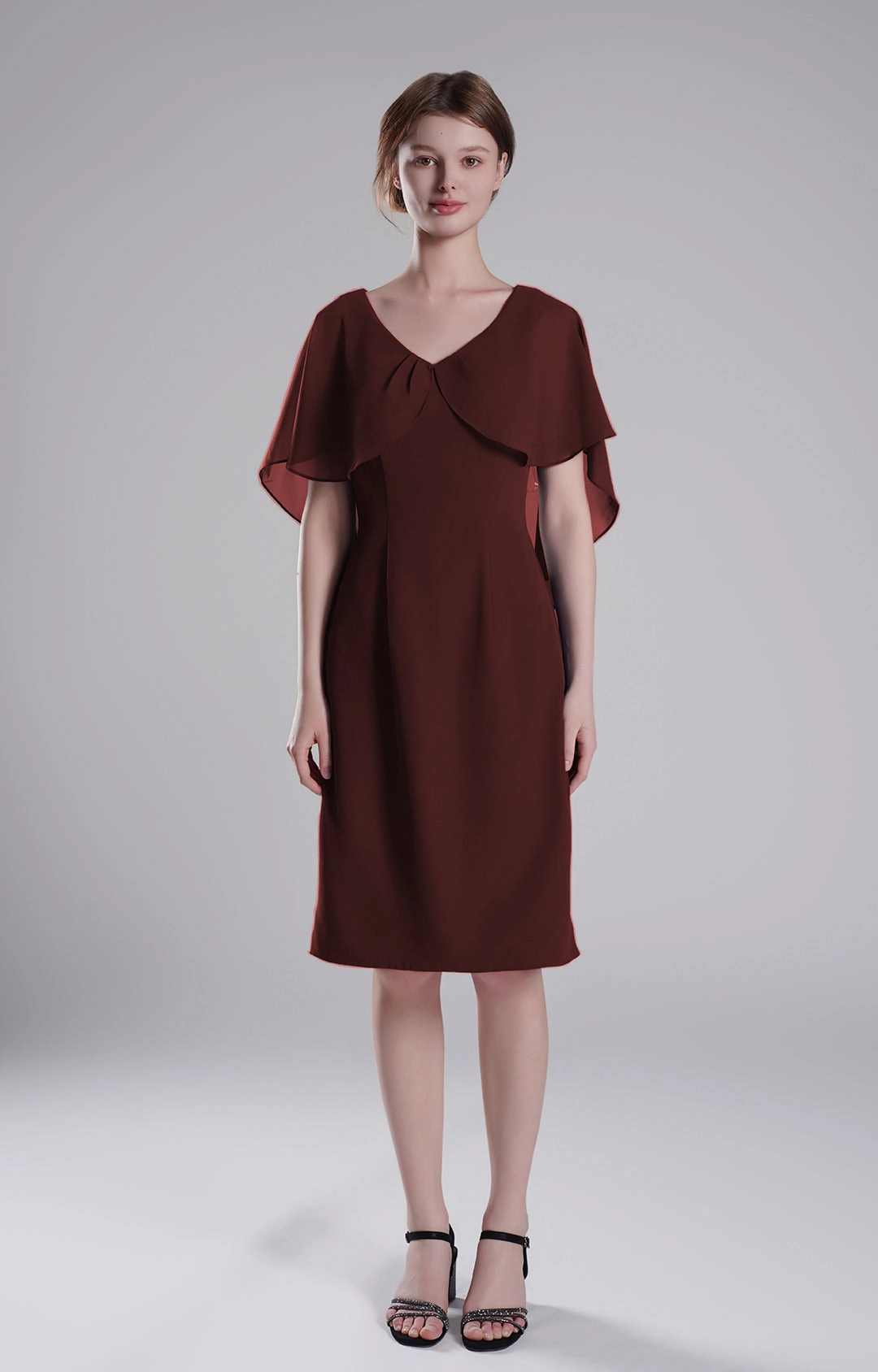 Chic Flutter Sleeve V-Neck Flared Dresses