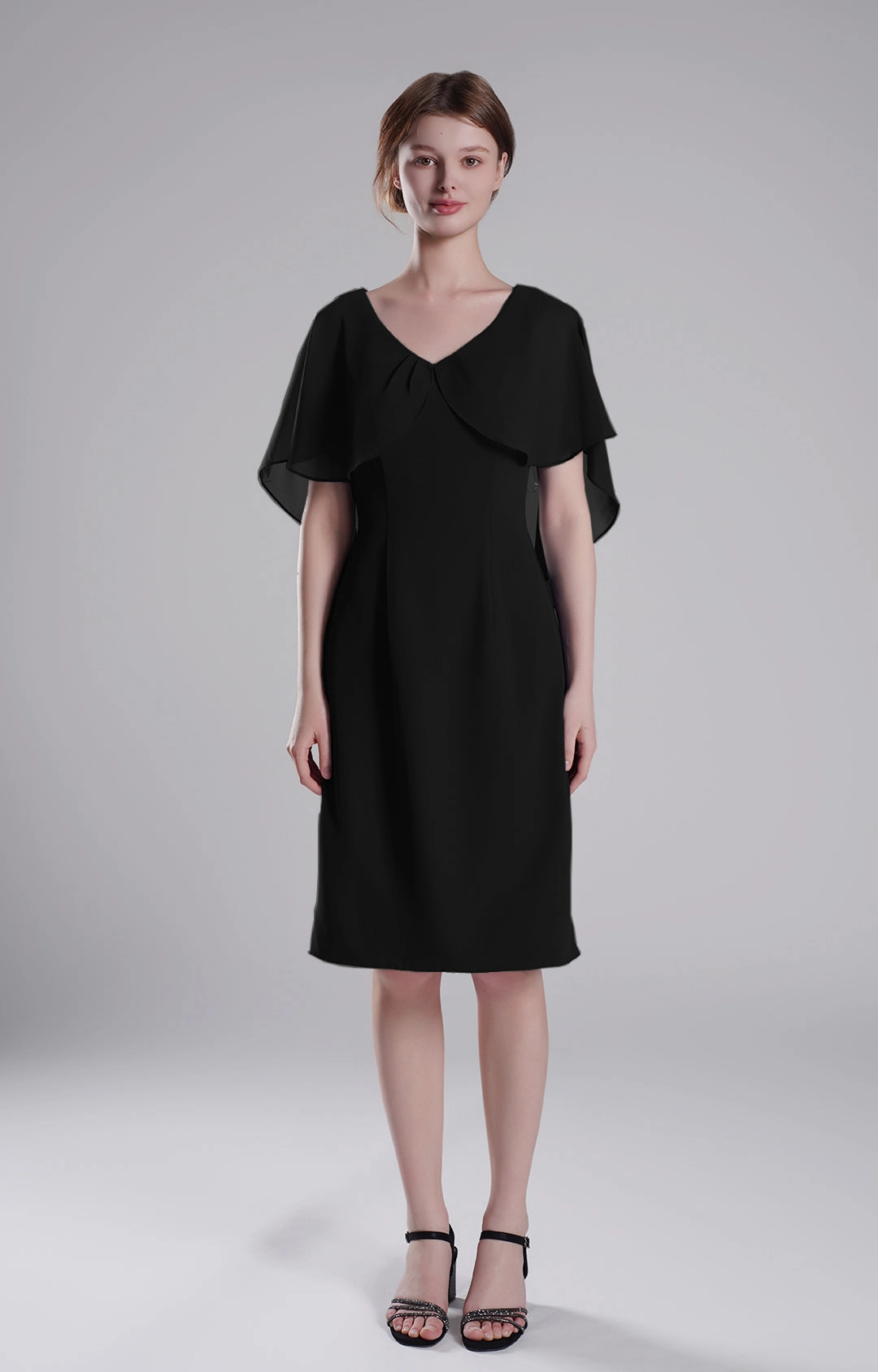 Chic Flutter Sleeve V-Neck Flared Dresses