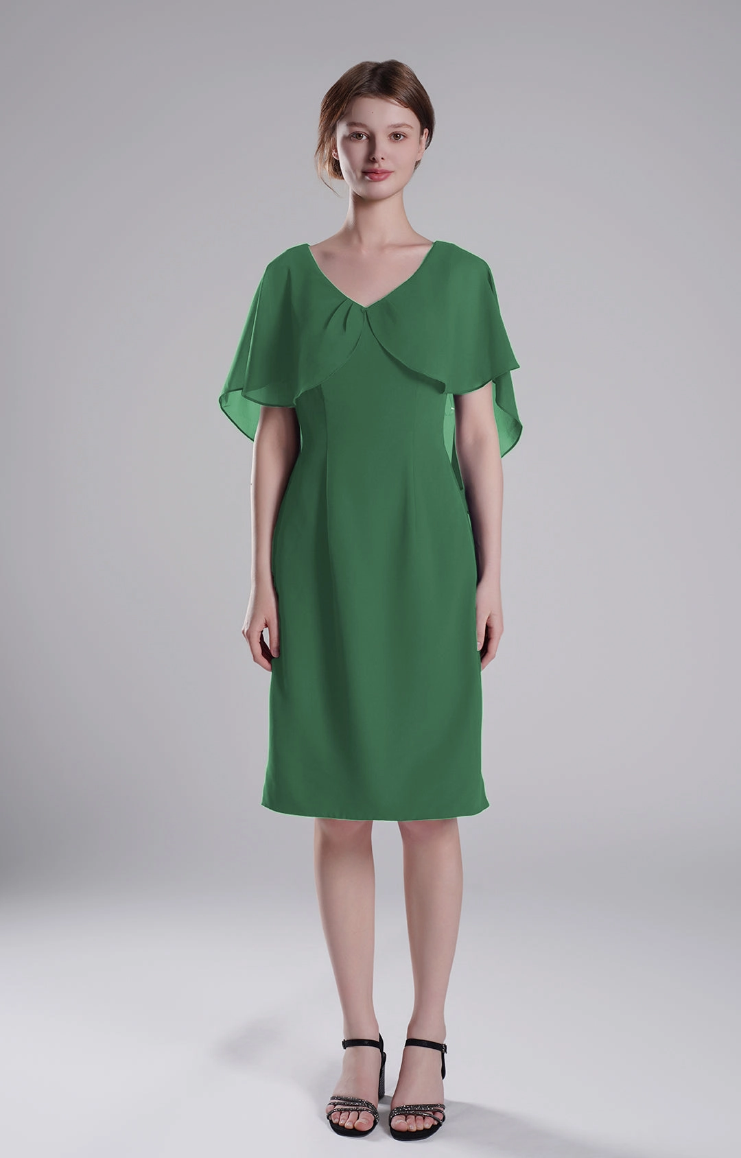Chic Flutter Sleeve V-Neck Flared Dresses