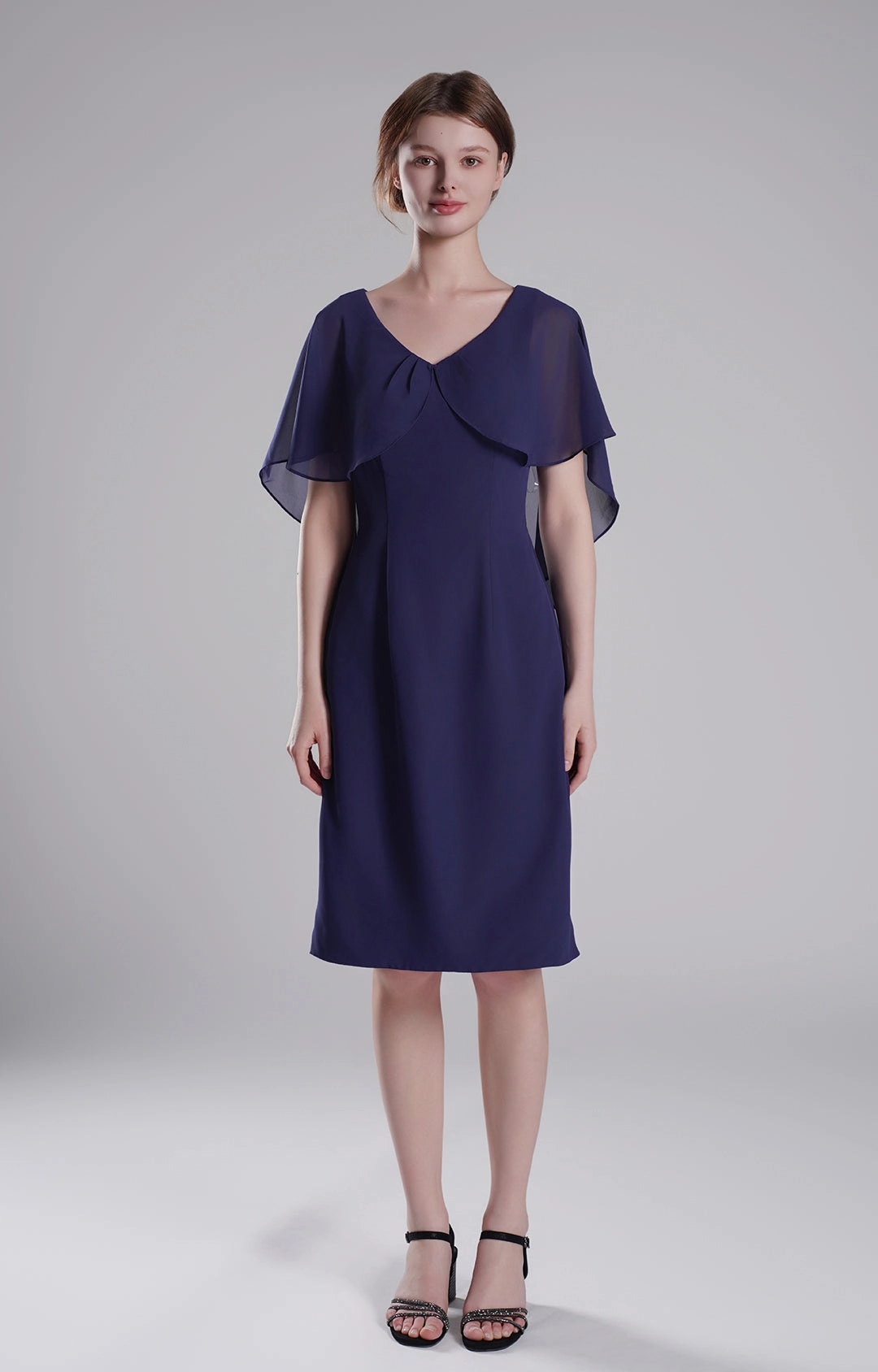 Chic Flutter Sleeve V-Neck Flared Dresses