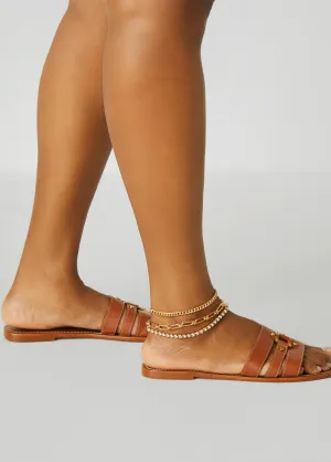 Crystal Gold Tone Anklet Set