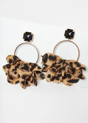 Crystal Leopard Hoop Earrings