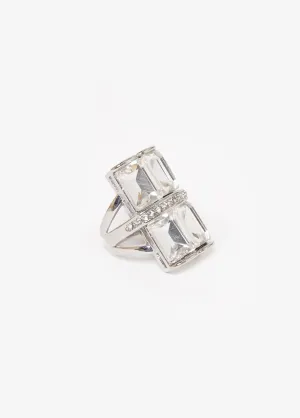 Crystal Silver Tone Ring