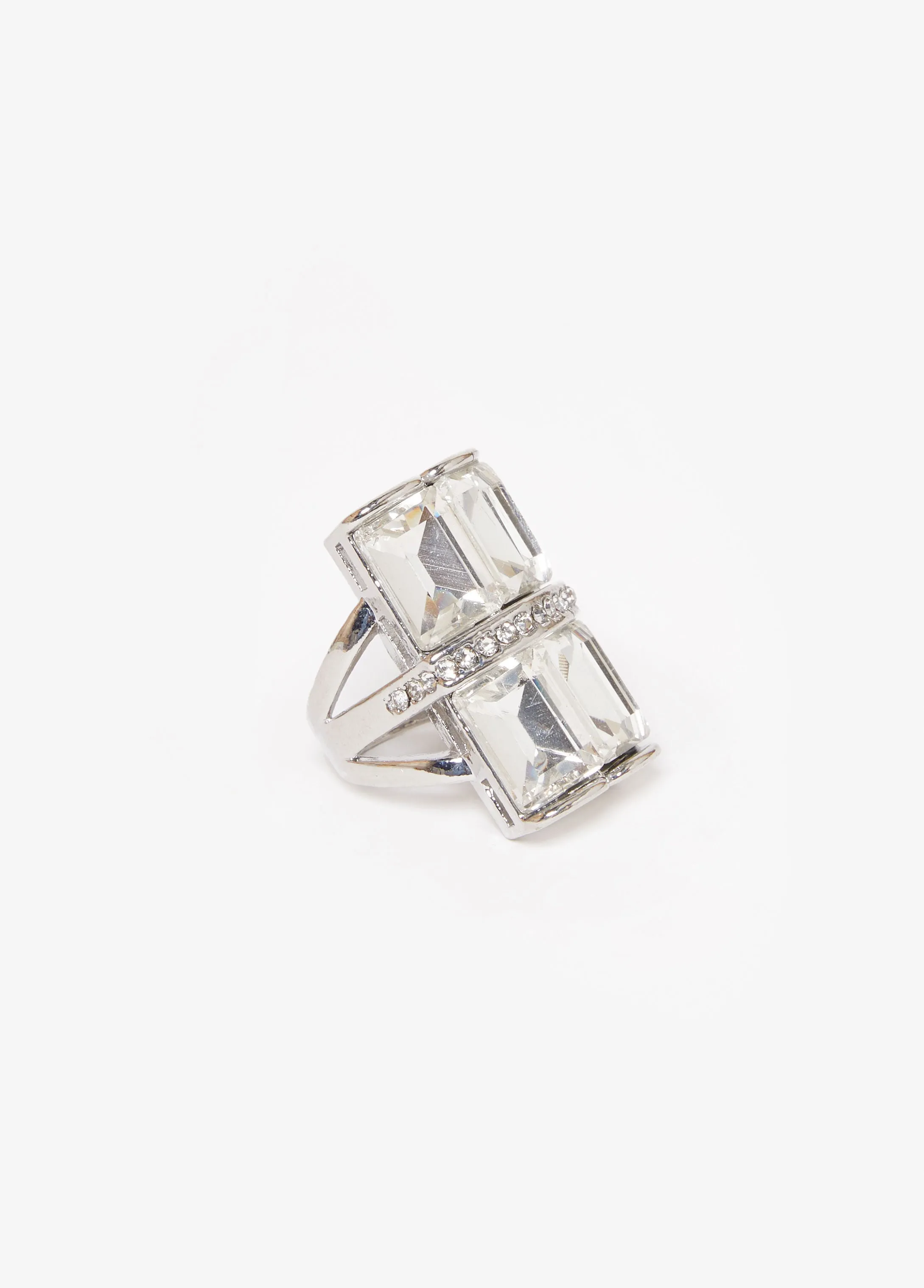 Crystal Silver Tone Ring