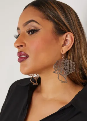 Cutout Profile Drop Earrings