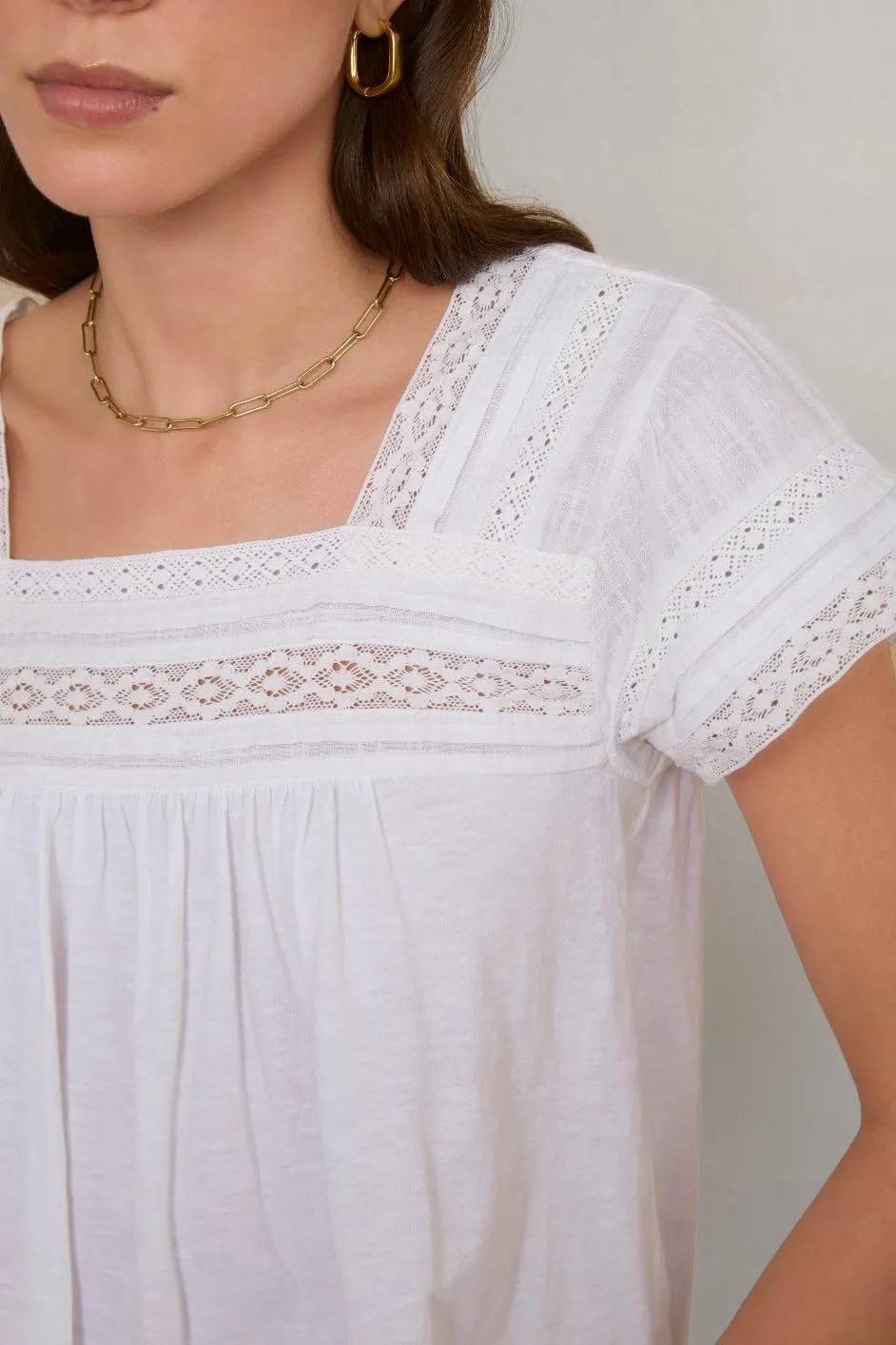 Delphine Square Neck Top - White
