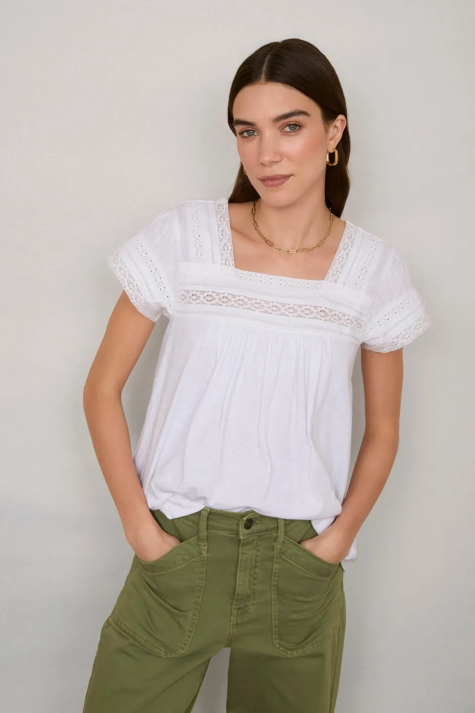 Delphine Square Neck Top - White