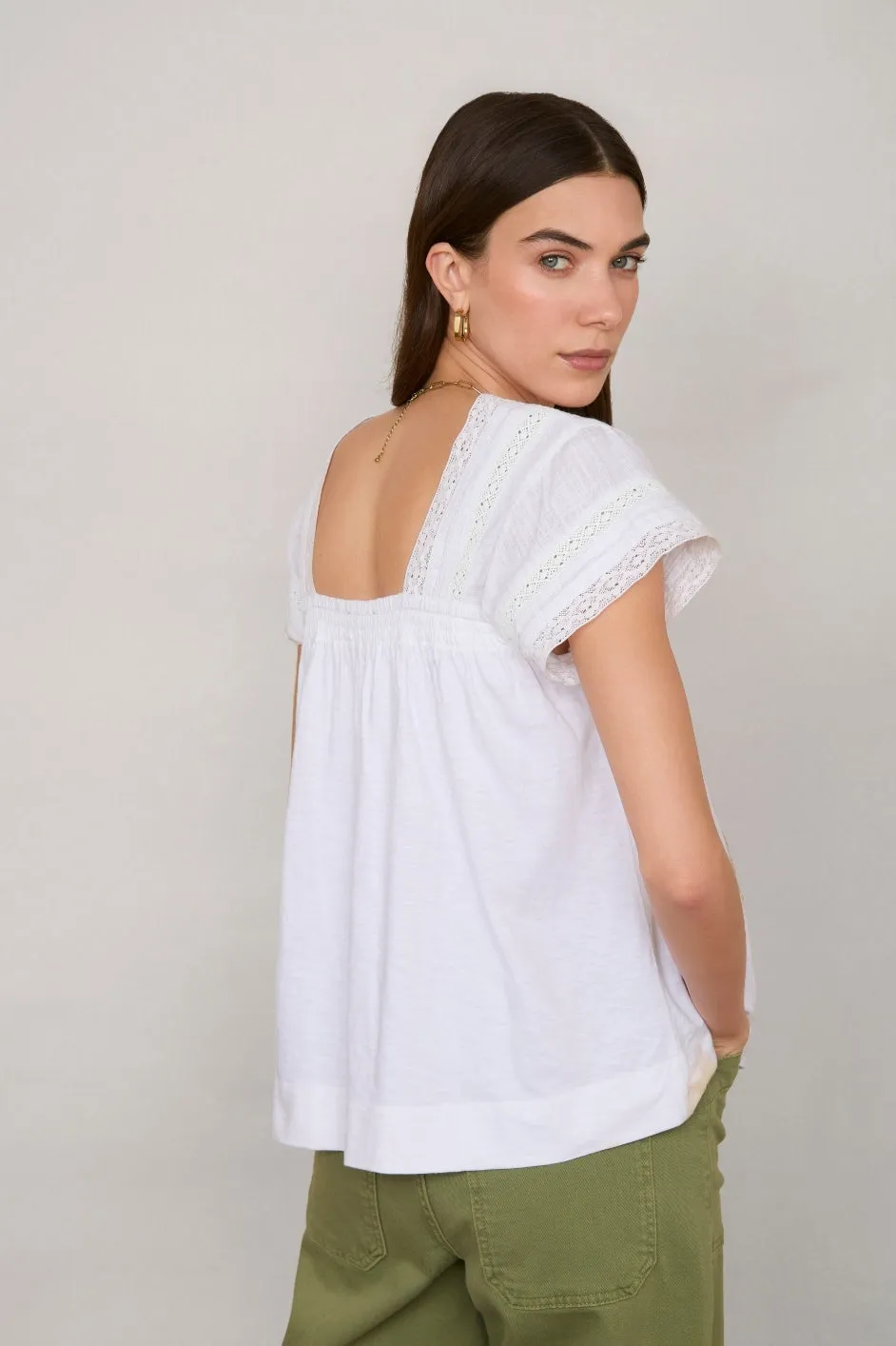 Delphine Square Neck Top - White