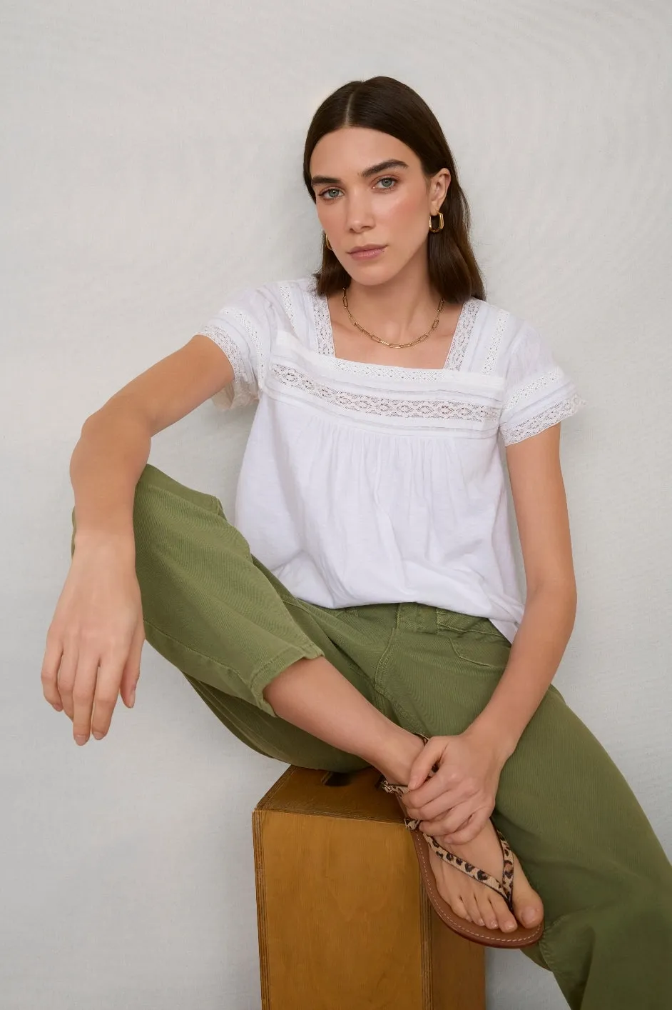 Delphine Square Neck Top - White