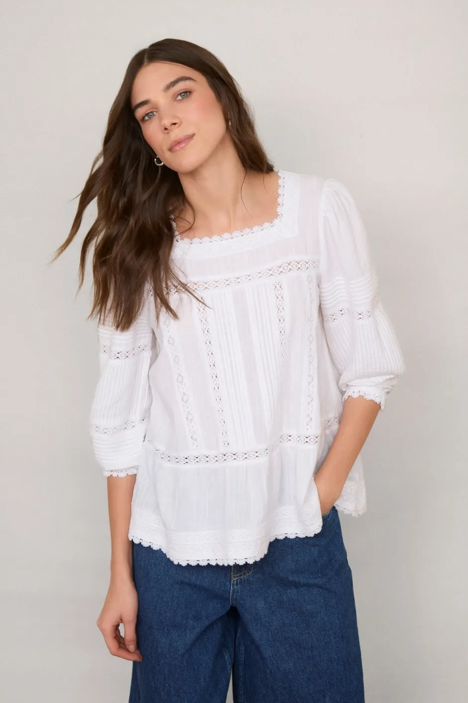 Diandra Square Neck Top - Ivory