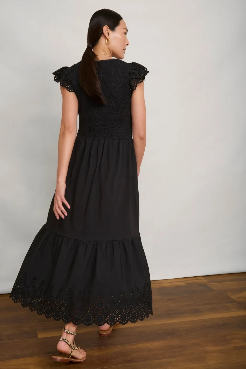 Edith Jersey Woven Mix Dress - Black