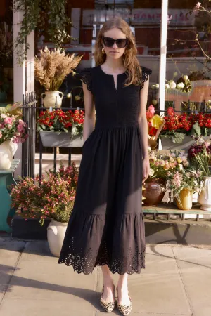 Edith Jersey Woven Mix Dress - Black