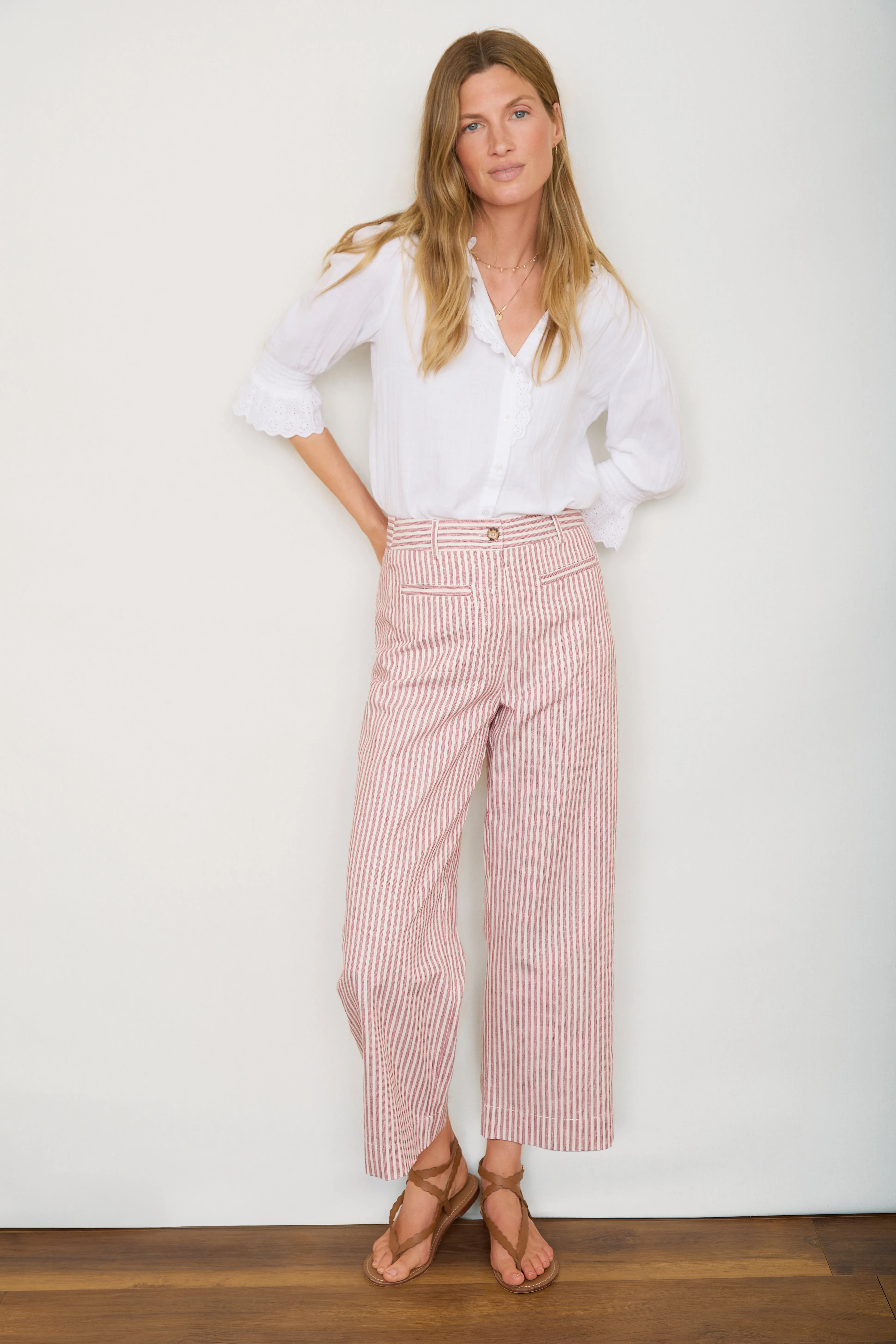 Eliana Trouser - Red/Ivory Stripe