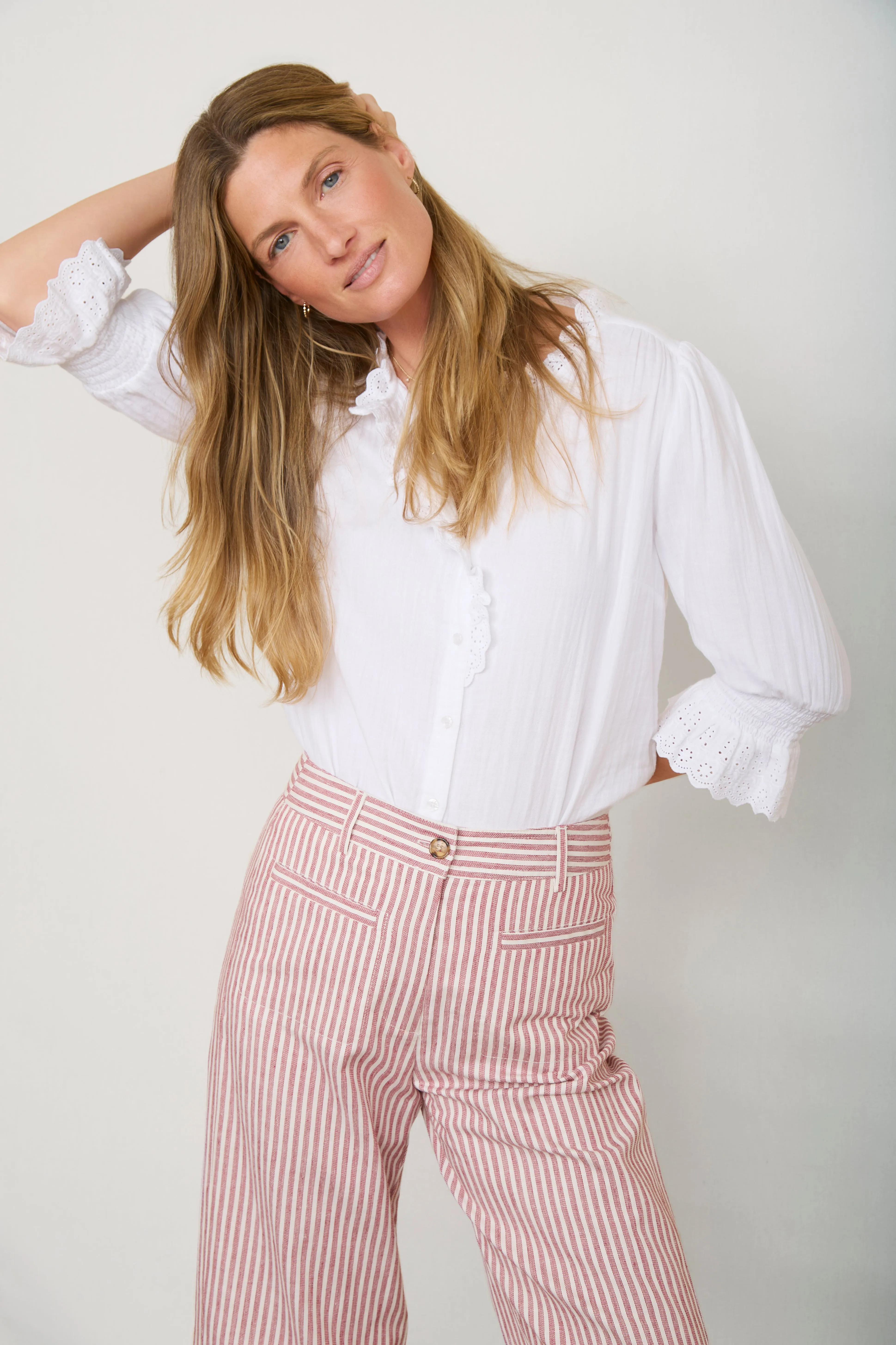 Eliana Trouser - Red/Ivory Stripe