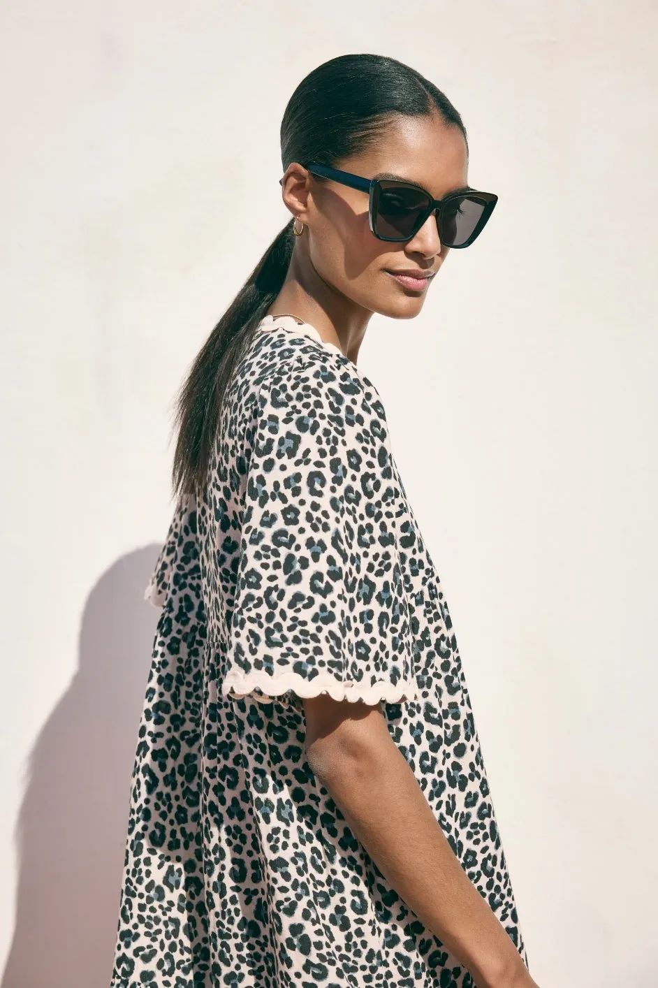 Elise Dress - Leopard/Metallic Stripe