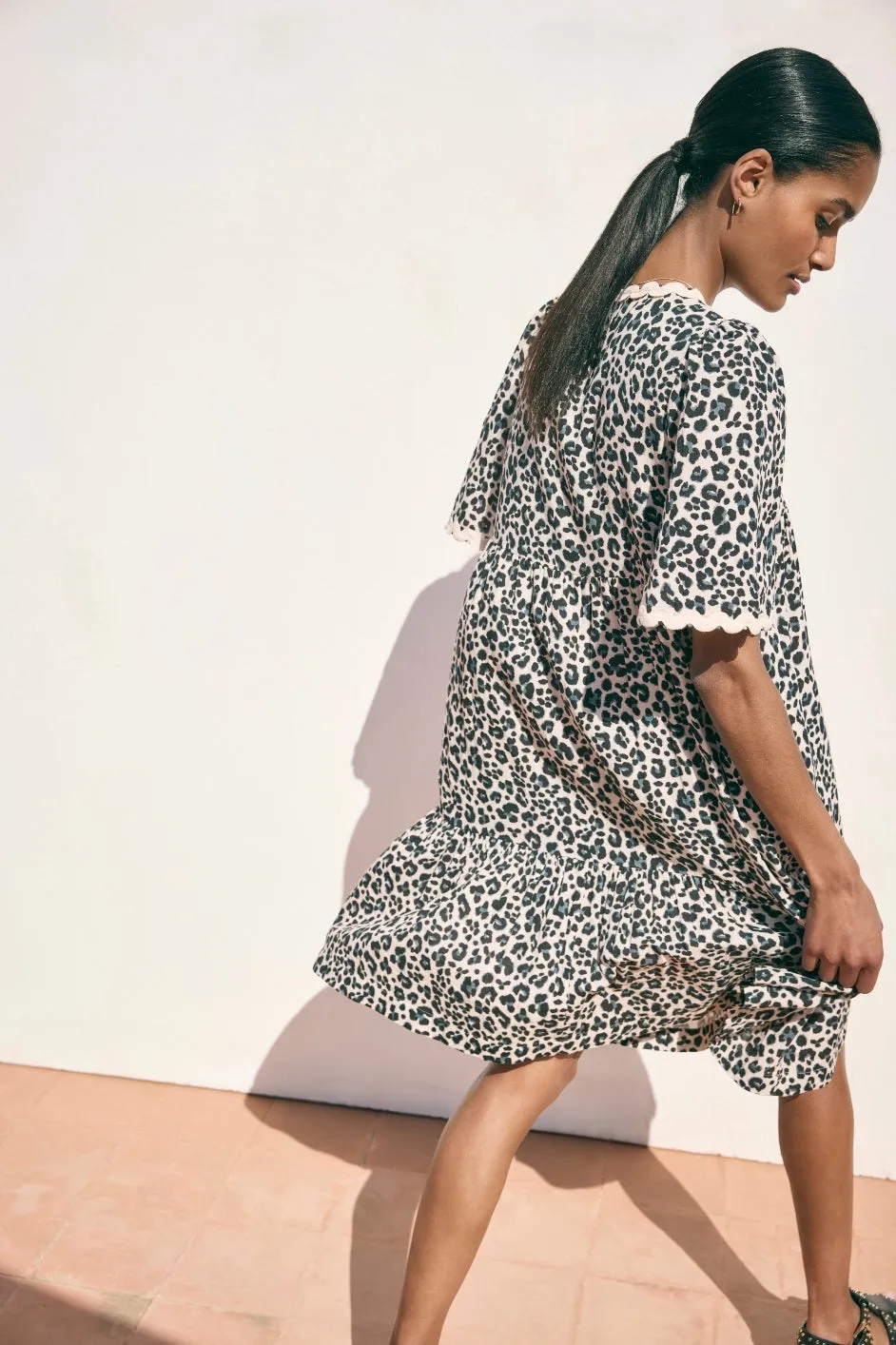 Elise Dress - Leopard/Metallic Stripe
