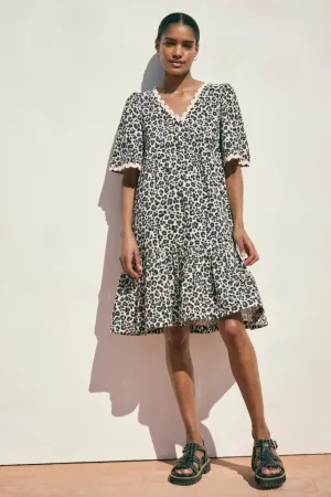 Elise Dress - Leopard/Metallic Stripe